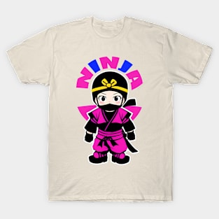 cute and happy baby girl ninja design graphic illustration by ironpalette T-Shirt